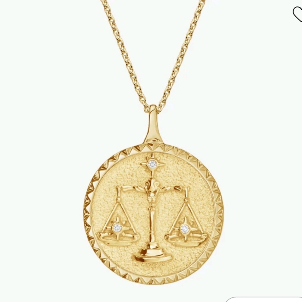 Brilliant Earth Libra Zodiac Diamond Medallion Necklace in 14K Yellow Gold